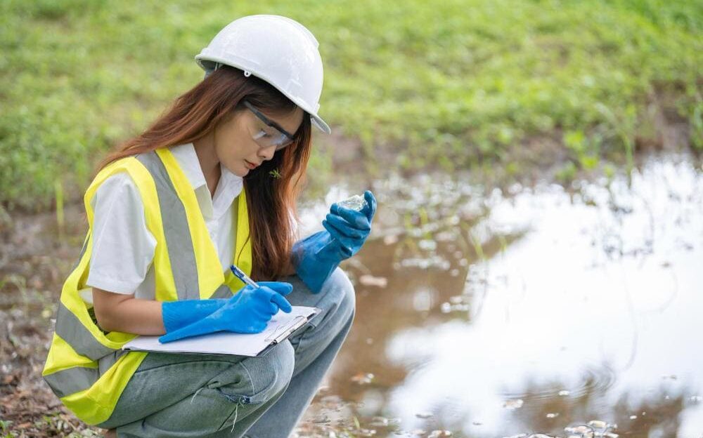 ingenieros-ambientales-inspeccionan-calidad-agua-llevan-agua-al-laboratorio-su-analisis-comprueban-contenido-minerales-agua-suelo-comprueban-si-hay-contaminantes-fuentes-agua